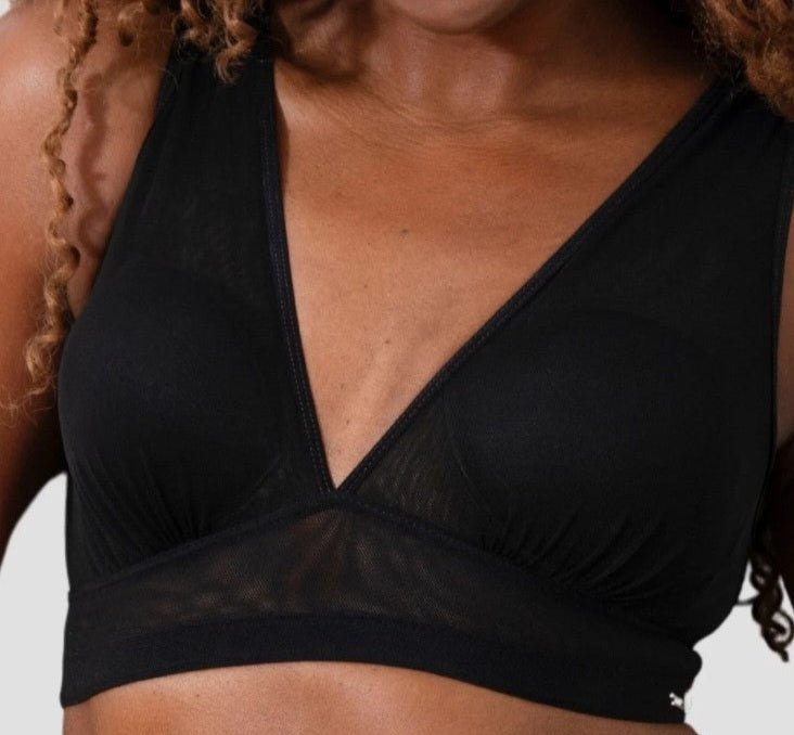 AnaOno Post Mastectomy Asha Mesh Plunge Bralette - Black - Bambolina’s Boutique