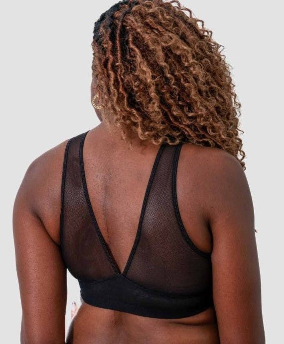 AnaOno Post Mastectomy Asha Mesh Plunge Bralette - Black - Bambolina’s Boutique