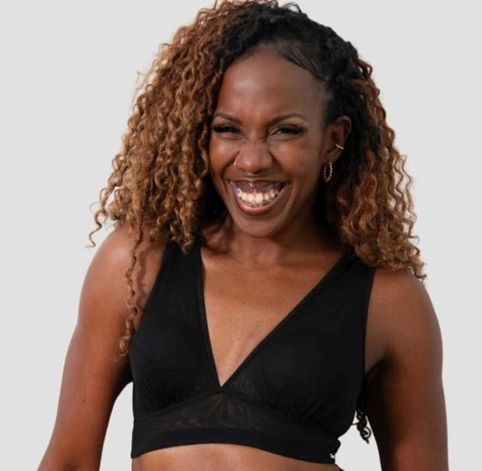 AnaOno Post Mastectomy Asha Mesh Plunge Bralette - Black - Bambolina’s Boutique