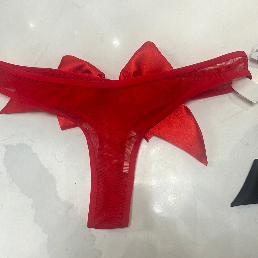 Bow Tie Thong Mesh Panties - Bambolina’s Boutique