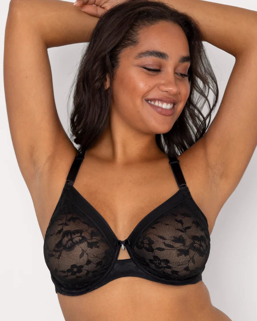 Curvy Couture No - Show Lace Unlined Underwire Bra 1362B - Bambolina’s Boutique