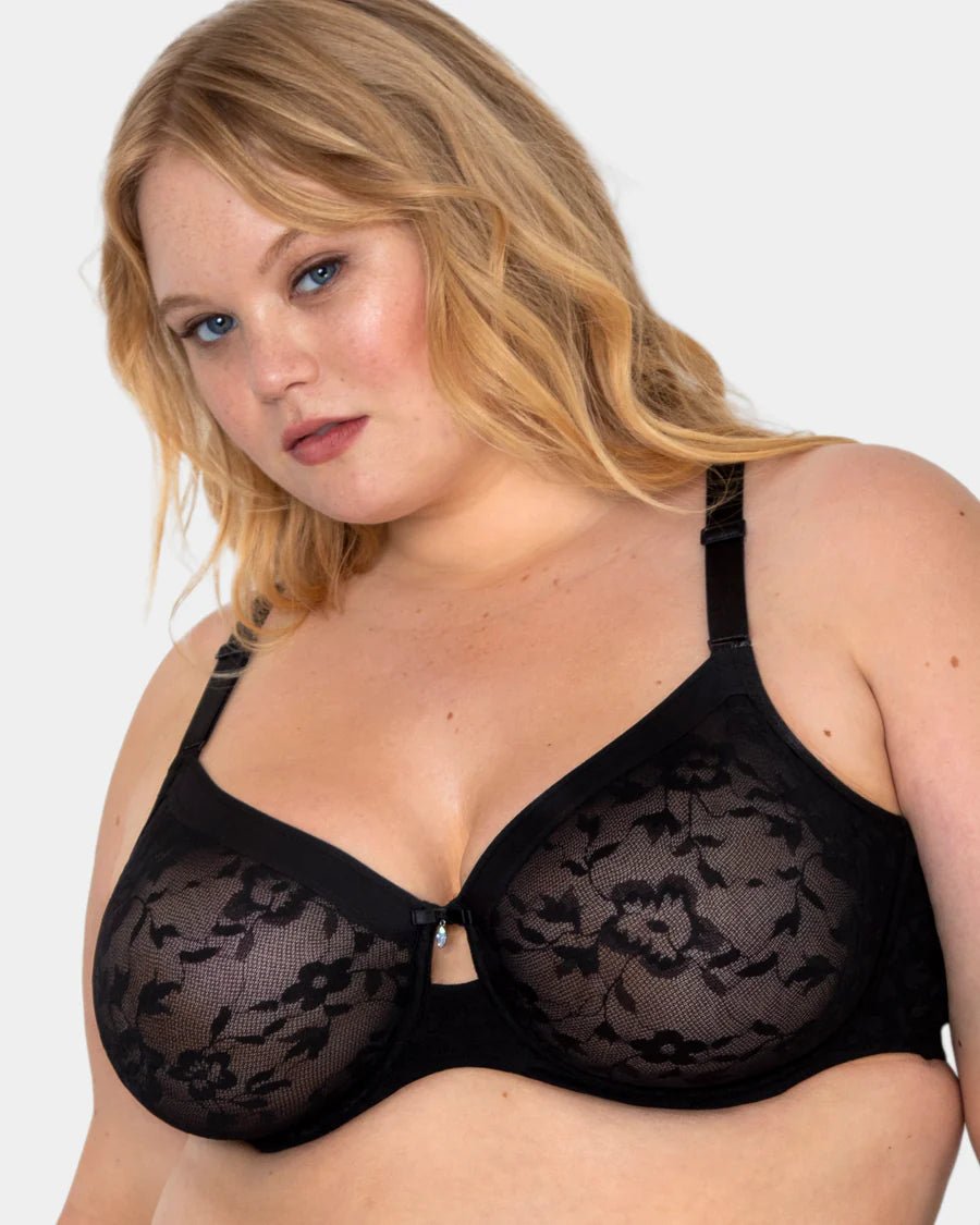 Curvy Couture No - Show Lace Unlined Underwire Bra 1362B - Bambolina’s Boutique