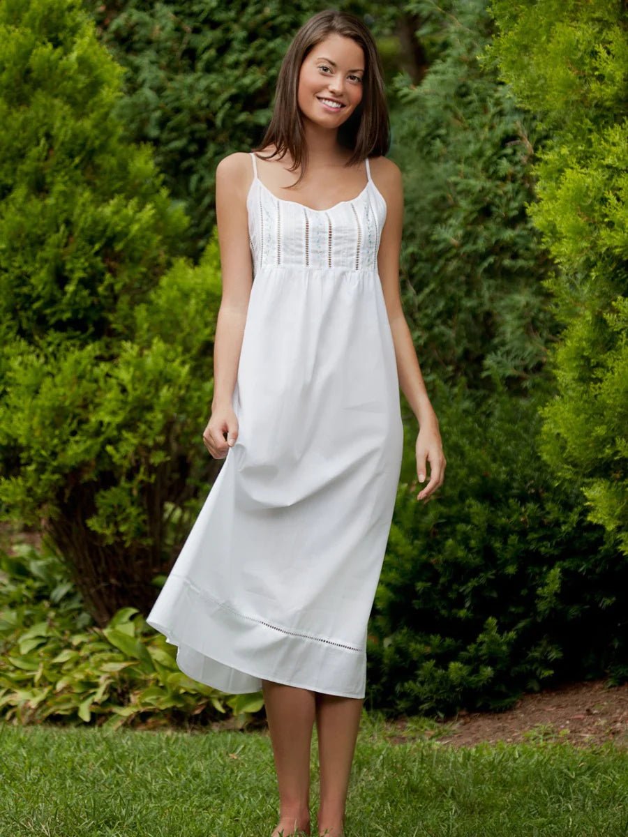 Jacaranda Living - Elaine White Embroidered Cotton Nightgown - Bambolina’s Boutique