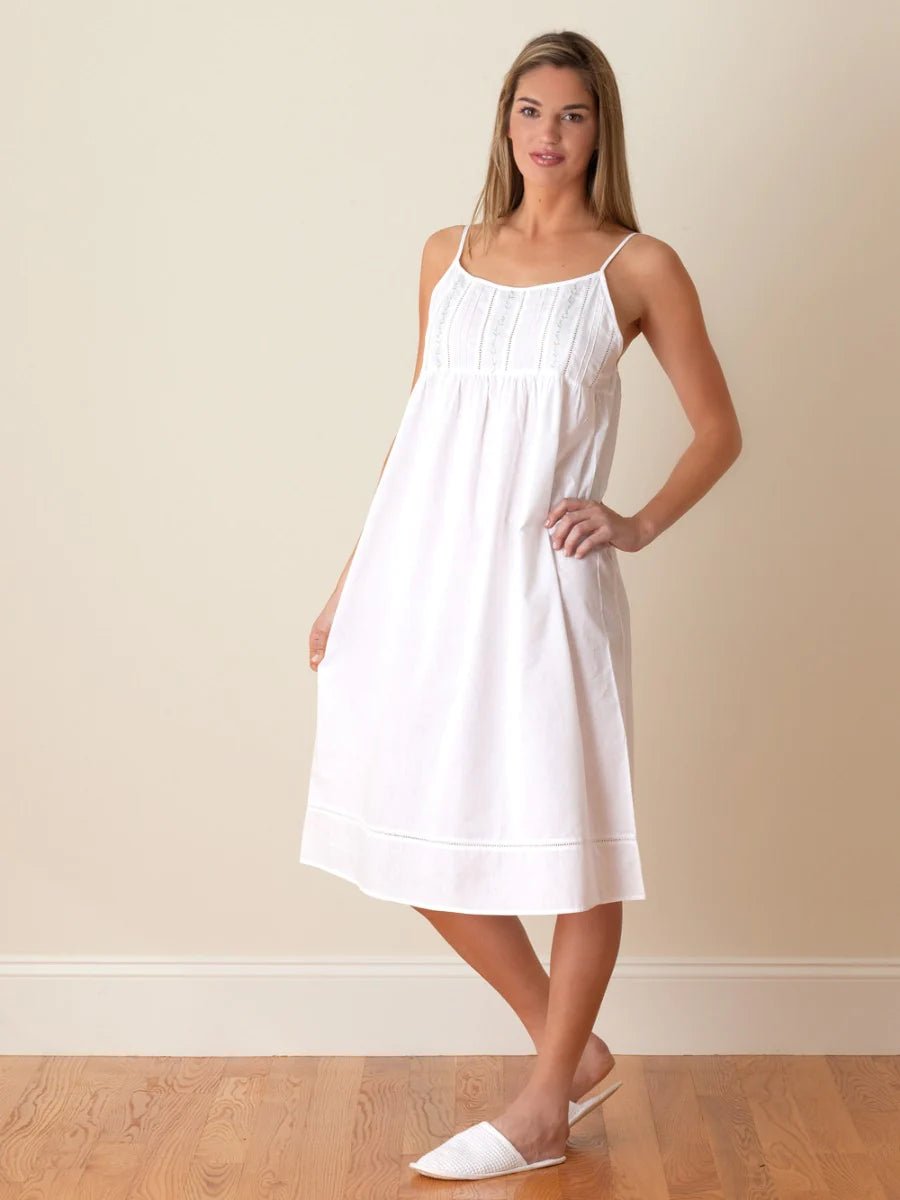 Jacaranda Living - Elaine White Embroidered Cotton Nightgown - Bambolina’s Boutique