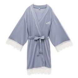 Jersey Knit Robe With Lace Trim - Bambolina’s Boutique