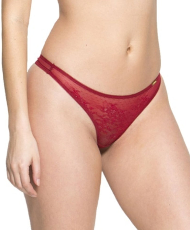 Gossard - Glossies Lace Panty Bordeaux Red Thong & Brief