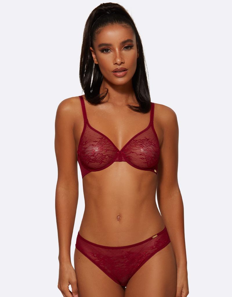 Gossard - Glossies Lace Panty Bordeaux Red Thong & Brief