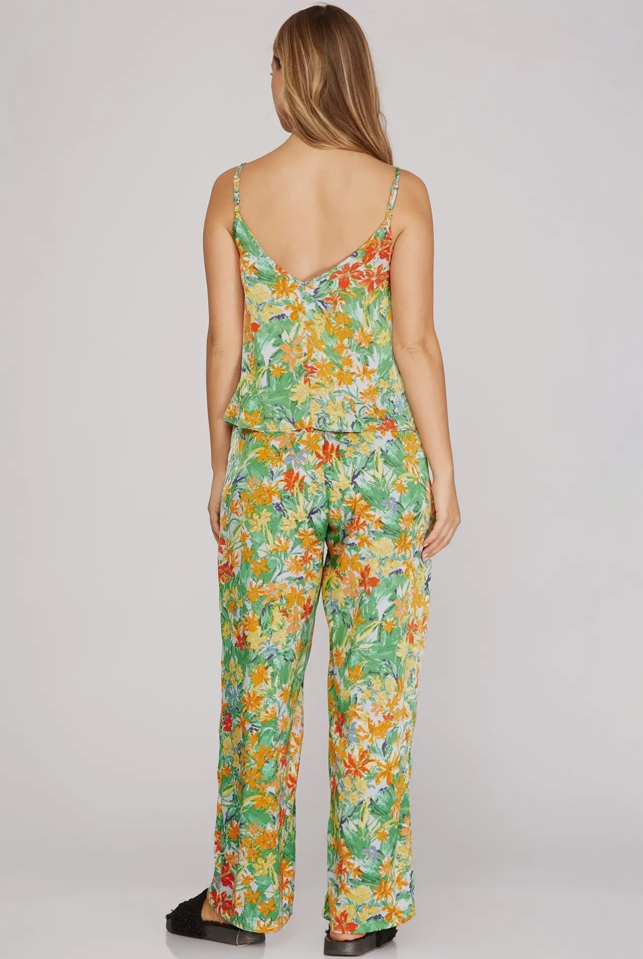 Satin Floral Print Cami & Pant Pajama Set - Bambolina’s Boutique