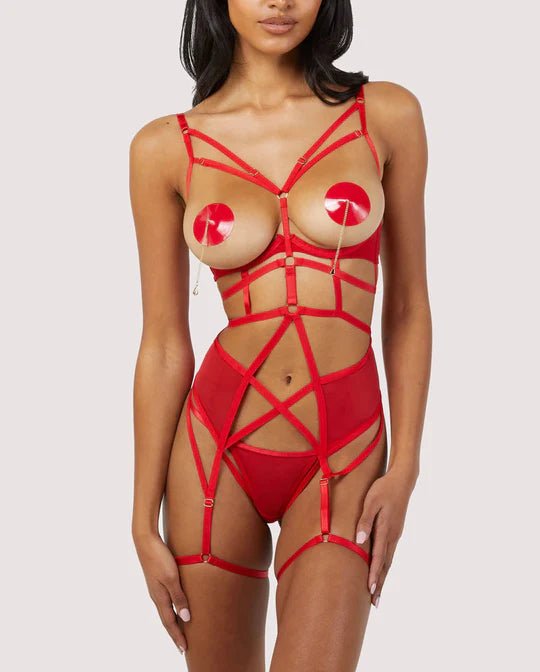 Wolf & Whistle - After Dark Sarah Red Cupless Strappy Bodysuit - Bambolina’s Boutique