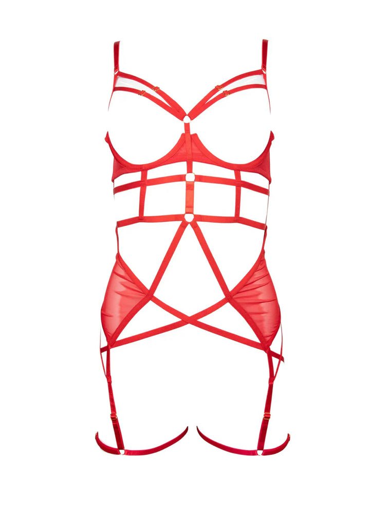 Wolf & Whistle - After Dark Sarah Red Cupless Strappy Bodysuit - Bambolina’s Boutique